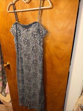 Vintage y2k Lace-Embellished Maxi Dress in Blue